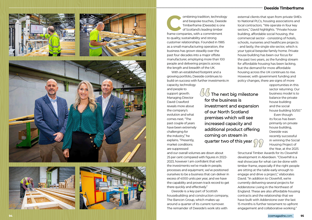 Deeside Timberframe Featured in Construction Civil Engineering Magazine